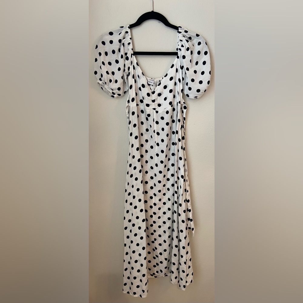Faithfull the Brand Charlize Midi Dress Polka Dot Black White - Picture 3 of 6